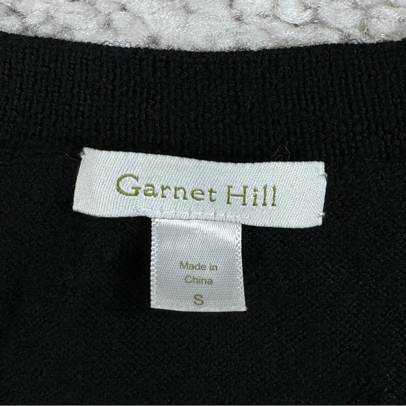 Garnet Hill 100% Wool Rhinestone Flower Striped Shirt. Black and Tan. Small - Picture 6 of 11